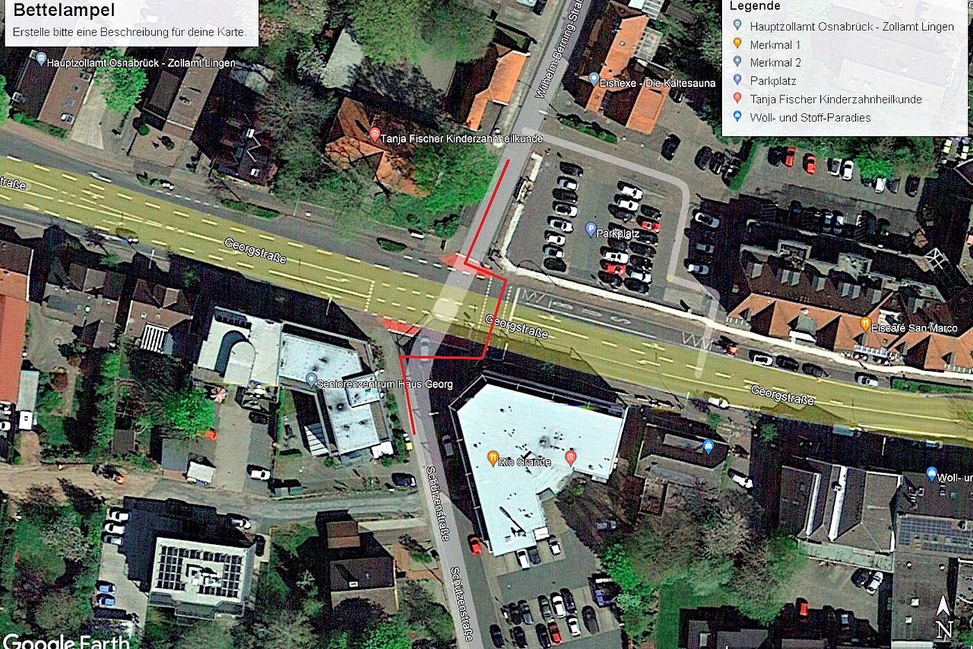 Lageplan Bedarfsampel an der Wilhelm-Berning-Straße in Lingen