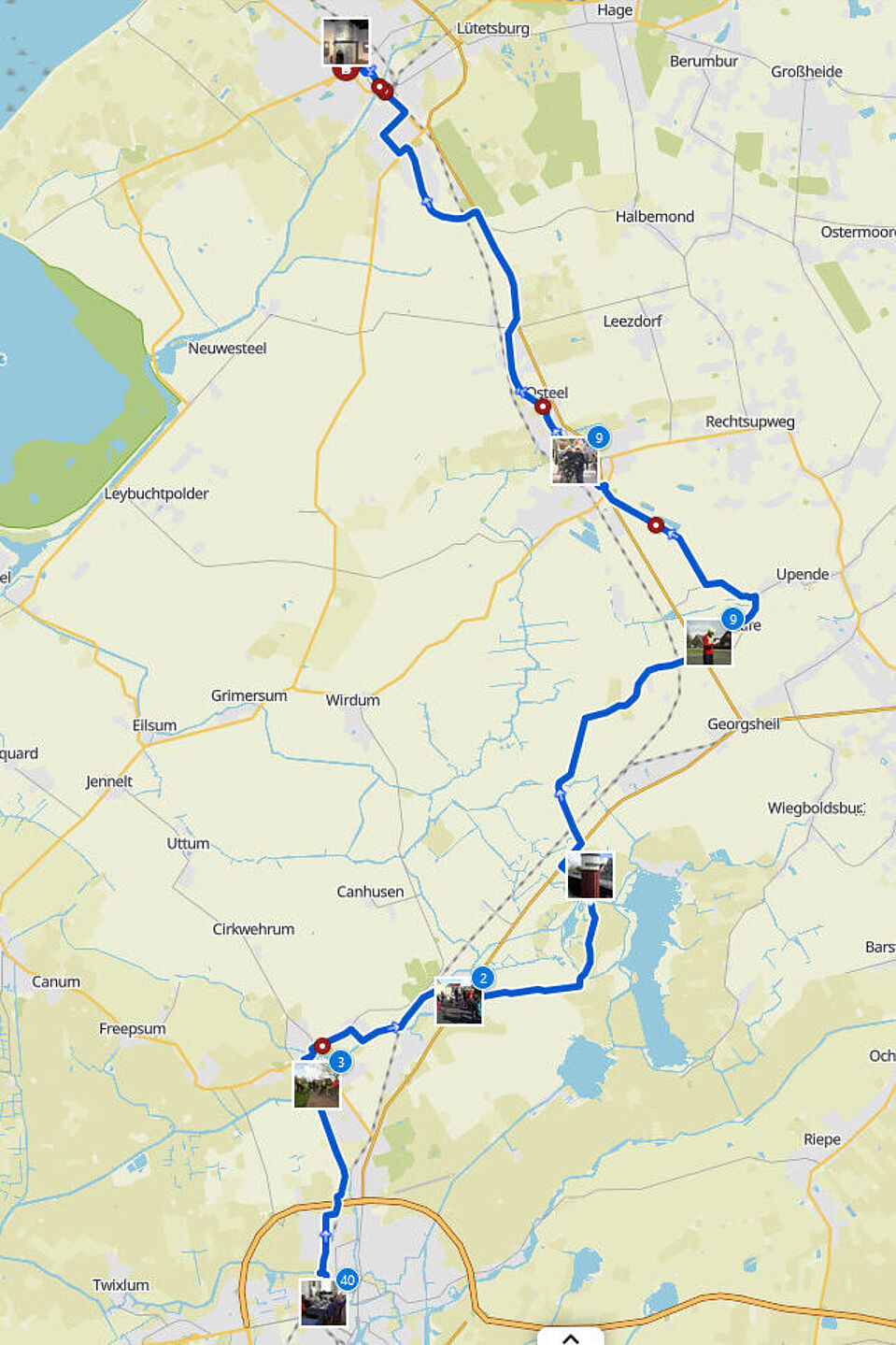 Route Route auf der Karte