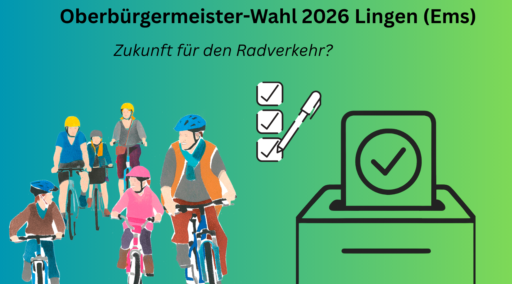 Wahlurne und Radfahrer