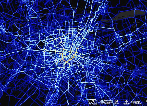 Projekt Movebis: Heatmap München zum Radverkehr.